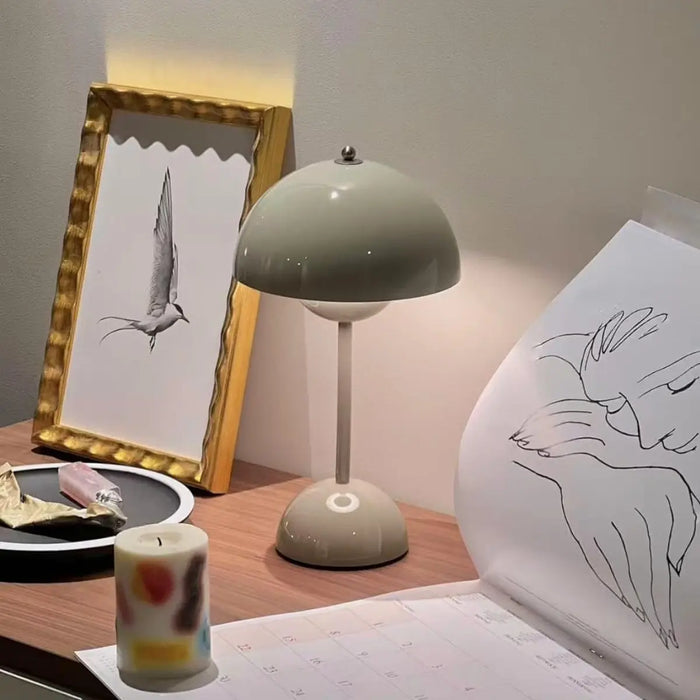 Modern Bud Lamp Wireless Touch Dimmable Rechargeable Table Light Led Table Lamp Nordic Minimalist Mushroom Bedside Lamp Bedroom Living Room Cream Style Aesthetic Table Lamp