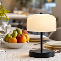 9" Cordless Table Lamp, Rechargeable Operated Lamp, 3-Way Stepless Dimming Touch Lamps, Small Glass Bedside Nightstand Light for Bedroom Dining Table Living Room Shelf Decor