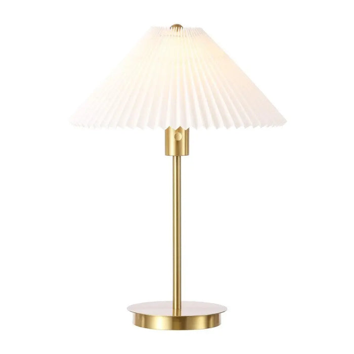 JONATHAN Y Freida Modern Glam Metal Column LED Table Lamp with USB Charging Port and Pleated Shade , for Bedroom, Living Room, Foyer, Hallways, Dining Room, Dorms