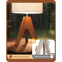 EDISHINE 14.2″ Light Brown Wooden Tripod Table Lamp, 1 Pack-Hltl05Q