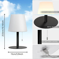 Wireless RGB Table Lamp with USB Rechargeable Feature, Waterproof Metal Base for Outdoor Use, Perfect for Courtyard and Farmhouse Décor, Ambient Night Light