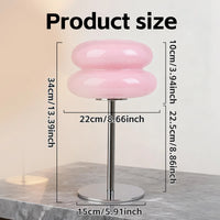 Table Lamp for Bedroom,Mid Century Modern Lamp for Nightstand, Dimmable Retro Egg Tart Bedside Small Lamps,Unique Home Mushroom Decor Aesthetic Cute Table Lamps Nightstand Lamp (Pink)