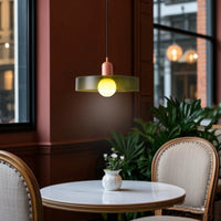 1K+ Creators Approved Vintage Glass Pendant Restaurant-Grade Hanging Light Modern Mood Lighting Adjustable Ambient Night Lamp with Orange-Green Ombre Texture