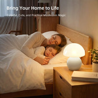 Dawnwake Ceramic Base Mushroom Table Lamp Small,Unique Aesthetic Cute Small Night Light , Dimmable Mushroom Table Lamp for Living Room