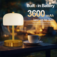 9" Cordless Table Lamp, Rechargeable Operated Lamp, 3-Way Stepless Dimming Touch Lamps, Small Glass Bedside Nightstand Light for Bedroom Dining Table Living Room Shelf Decor