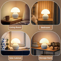 Dawnwake Ceramic Base Mushroom Table Lamp Small,Unique Aesthetic Cute Small Night Light , Dimmable Mushroom Table Lamp for Living Room