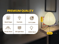 Paper Lamp for Bedroom - Dimmable Japanese Rice Paper Floor Lamp, Noguchi Style Table and Desk Lamp with Washi Shade, Ideal for Living Room and Bedside