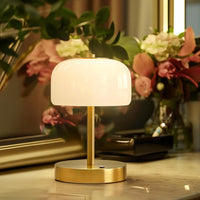 9" Cordless Table Lamp, Rechargeable Operated Lamp, 3-Way Stepless Dimming Touch Lamps, Small Glass Bedside Nightstand Light for Bedroom Dining Table Living Room Shelf Decor