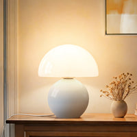 Dawnwake Ceramic Base Mushroom Table Lamp Small,Unique Aesthetic Cute Small Night Light , Dimmable Mushroom Table Lamp for Living Room