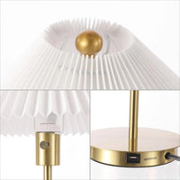 JONATHAN Y Freida Modern Glam Metal Column LED Table Lamp with USB Charging Port and Pleated Shade , for Bedroom, Living Room, Foyer, Hallways, Dining Room, Dorms