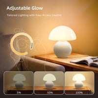 Dawnwake Ceramic Base Mushroom Table Lamp Small,Unique Aesthetic Cute Small Night Light , Dimmable Mushroom Table Lamp for Living Room