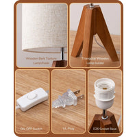 EDISHINE 14.2″ Light Brown Wooden Tripod Table Lamp, 1 Pack-Hltl05Q