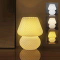 Striped Glass Mushroom Table Lamp - 3 Color Temperature Modes