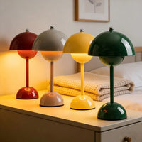 Modern Bud Lamp Wireless Touch Dimmable Rechargeable Table Light Led Table Lamp Nordic Minimalist Mushroom Bedside Lamp Bedroom Living Room Cream Style Aesthetic Table Lamp