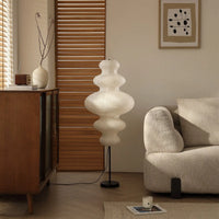 Hüga Collective Zephyr Floor Lamp - Japandi Minimalist Handmade Paper Lamp Floor Lamp | Wavy Elegant Statement Floor Lamp for Living Room Bedroom