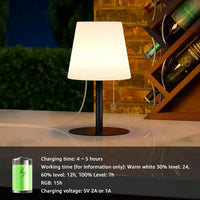 Wireless RGB Table Lamp with USB Rechargeable Feature, Waterproof Metal Base for Outdoor Use, Perfect for Courtyard and Farmhouse Décor, Ambient Night Light