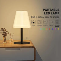 Wireless RGB Table Lamp with USB Rechargeable Feature, Waterproof Metal Base for Outdoor Use, Perfect for Courtyard and Farmhouse Décor, Ambient Night Light