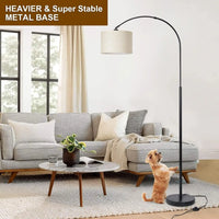 Arc Floor Lamps for Living Room, Modern Standing Lamp with Adjustable Hanging Drum Shade, Tall Pole Lamp with Foot , over Couch Arched Reading Light for Bedroom, Office (Black)