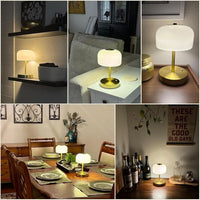9" Cordless Table Lamp, Rechargeable Operated Lamp, 3-Way Stepless Dimming Touch Lamps, Small Glass Bedside Nightstand Light for Bedroom Dining Table Living Room Shelf Decor