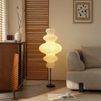 Hüga Collective Zephyr Floor Lamp - Japandi Minimalist Handmade Paper Lamp Floor Lamp | Wavy Elegant Statement Floor Lamp for Living Room Bedroom