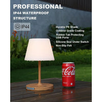 Outdoor Operated Table Lamp , 4000Mah Cordless Rechargeable, Touch Dimmable Desk Lamp, LED Night Light for Patio Camping Restaurant Home, H9.6In, Grain