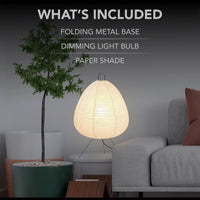 Paper Lamp for Bedroom - Dimmable Japanese Rice Paper Floor Lamp, Noguchi Style Table and Desk Lamp with Washi Shade, Ideal for Living Room and Bedside